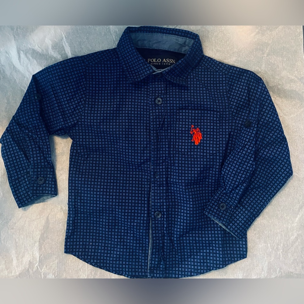 Adorable U.SPolo Infant Button up collar shirt sz 18 mo